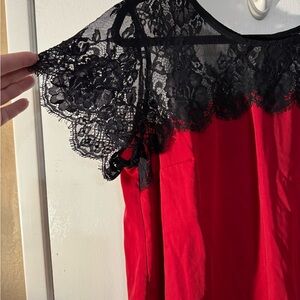 Torrid Red and Black Lace Blouse